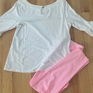 Lilly Pulitzer Pink Seersucker Corso pants size 12